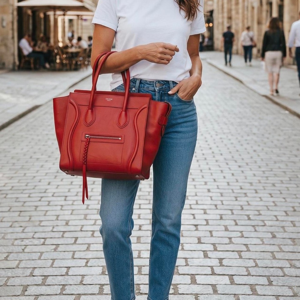 Celine Phantom Luggage Tote red leather handbag